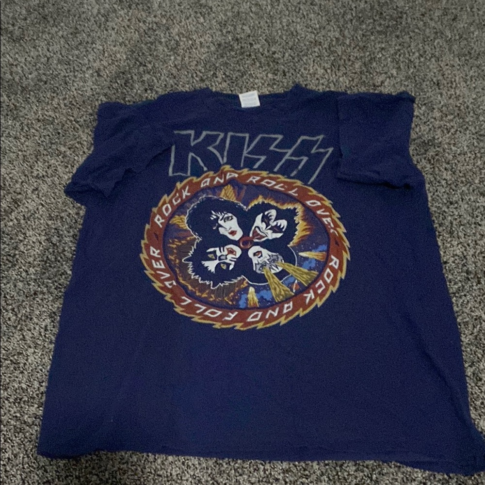 KISS Mens XL Blue Graphic T-Shirt
